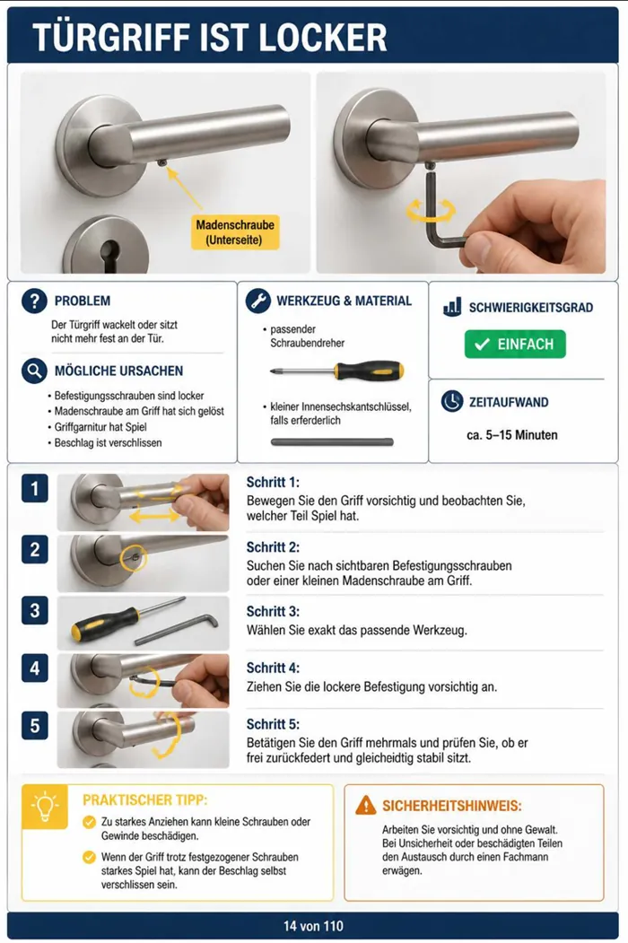Reparaturkarte: Türgriff ist locker