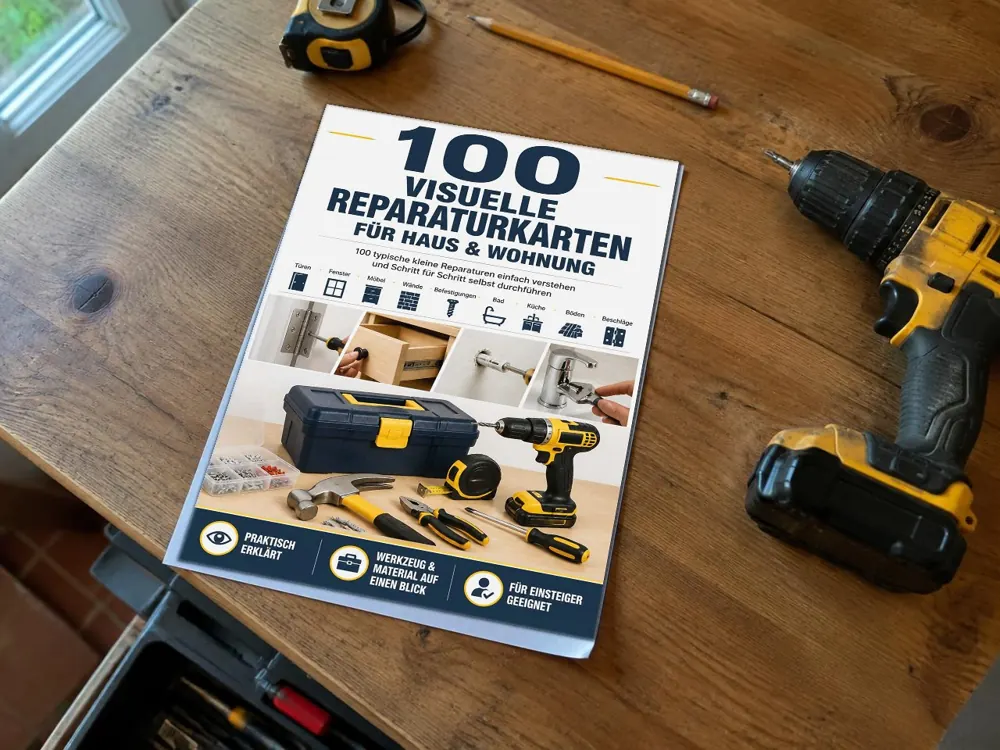 Ausgedruckte Reparaturkarten auf der Werkbank